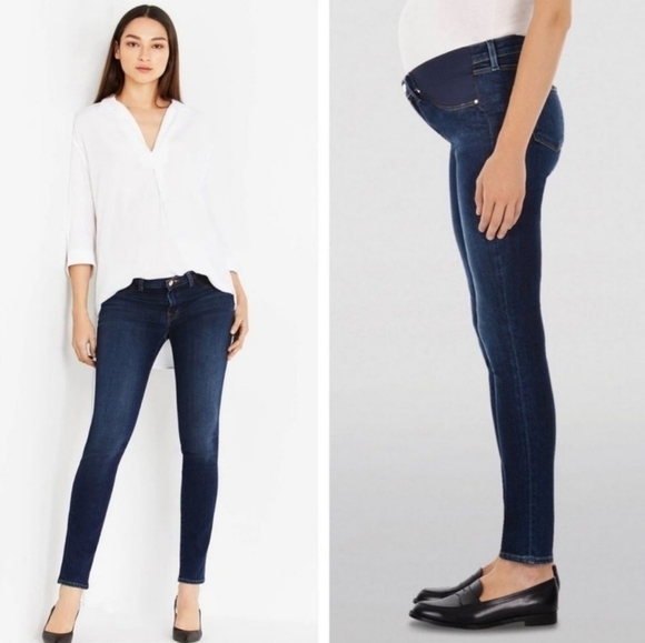 J Brand Denim - J Brand Mama J Mid Rise Side Panel Skinny Dark Bluebird Wash Jegging Jeans 30